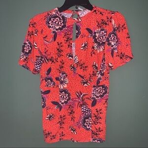 Free People Floral Short Sleeve Shirt Size L